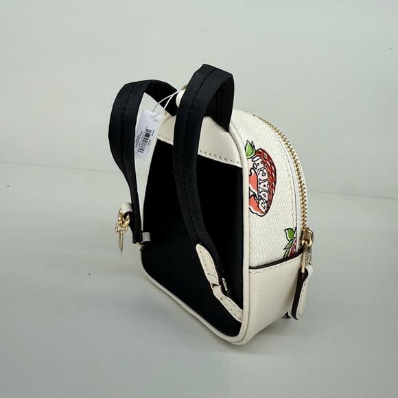 Coach Mini Court Backpack Bag Charm With Strawberry Print CAO93 - Picture 2 of 5